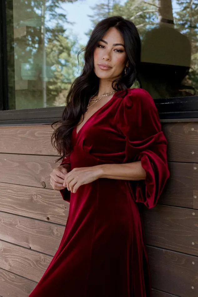 Adelita Velvet Maxi Dress Merlot Women Baltic Born Wedding Guest