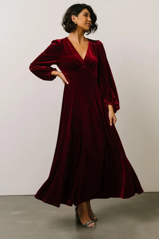 Adelita Velvet Maxi Dress Merlot Women Baltic Born Wedding Guest
