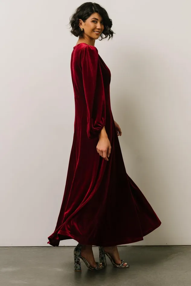 Adelita Velvet Maxi Dress Merlot Women Baltic Born Wedding Guest