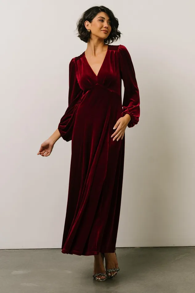 Adelita Velvet Maxi Dress Merlot Women Baltic Born Wedding Guest