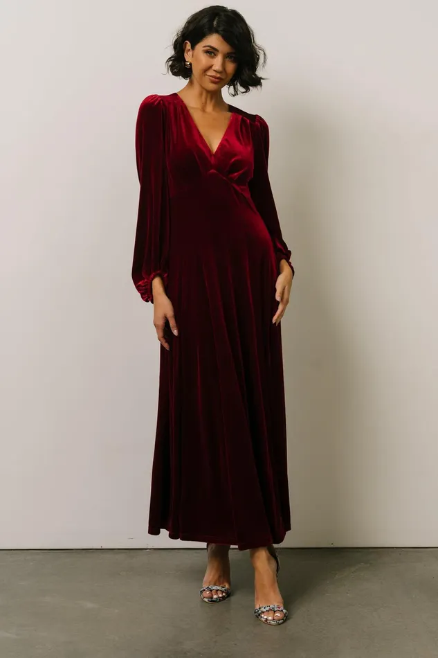 Adelita Velvet Maxi Dress Merlot Women Baltic Born Wedding Guest