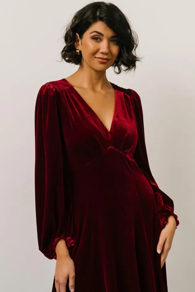Adelita Velvet Maxi Dress Merlot Women Baltic Born Wedding Guest