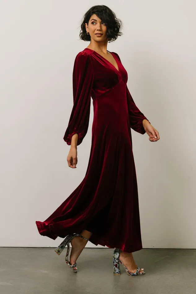 Adelita Velvet Maxi Dress Merlot Women Baltic Born Wedding Guest