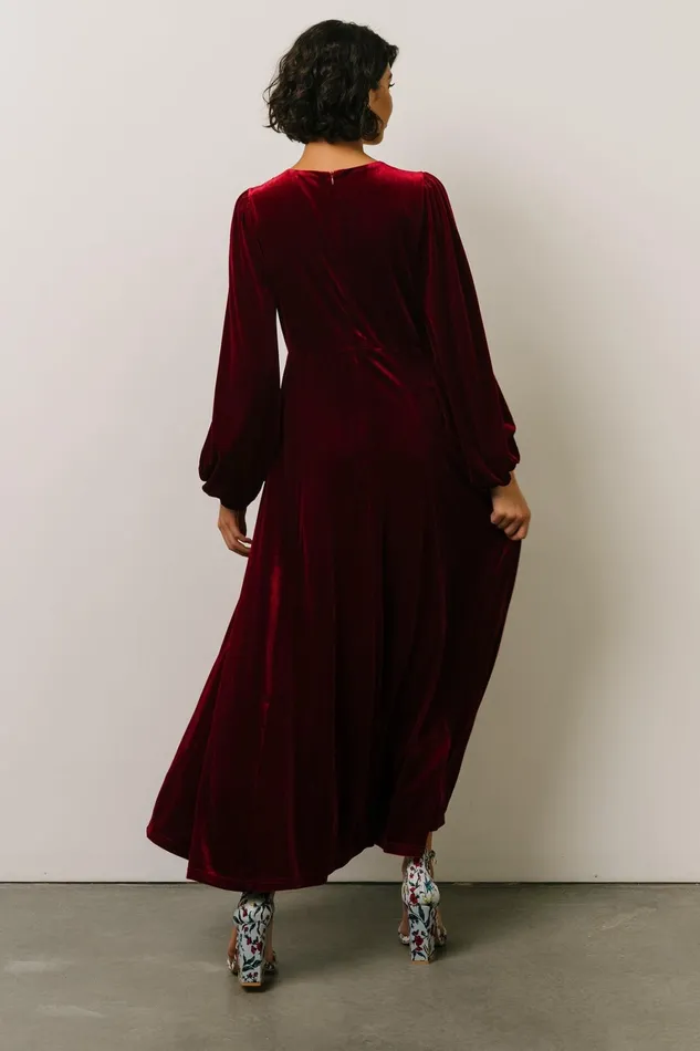 Adelita Velvet Maxi Dress Merlot Women Baltic Born Wedding Guest