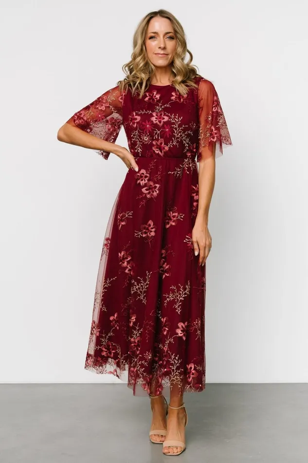 Arabella Embroidered Tulle Maxi Dress Burgundy Floral Women Baltic Born Tulle Styles Arabella Embroidered Tulle Maxi Dress Burgundy Floral Women Baltic Born Tulle Styles