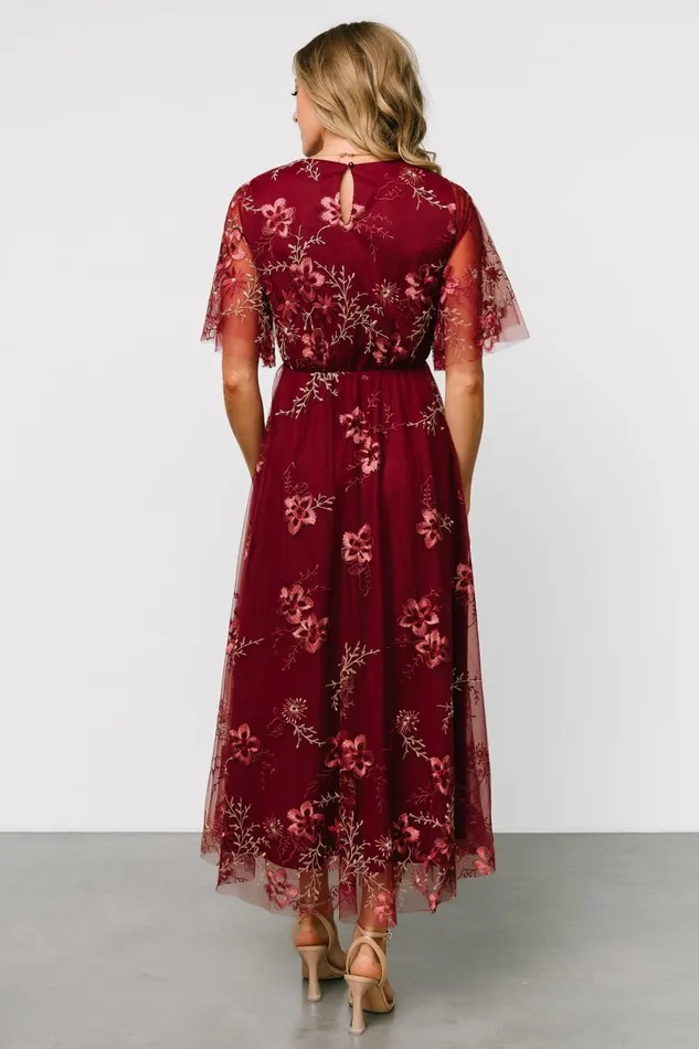 Arabella Embroidered Tulle Maxi Dress Burgundy Floral Women Baltic Born Tulle Styles Arabella Embroidered Tulle Maxi Dress Burgundy Floral Women Baltic Born Tulle Styles
