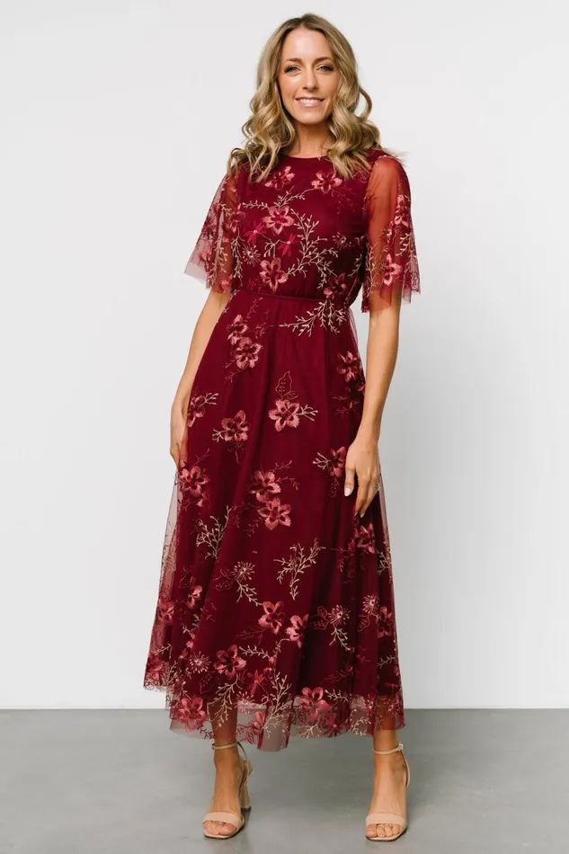 Arabella Embroidered Tulle Maxi Dress Burgundy Floral Women Baltic Born Tulle Styles Arabella Embroidered Tulle Maxi Dress Burgundy Floral Women Baltic Born Tulle Styles