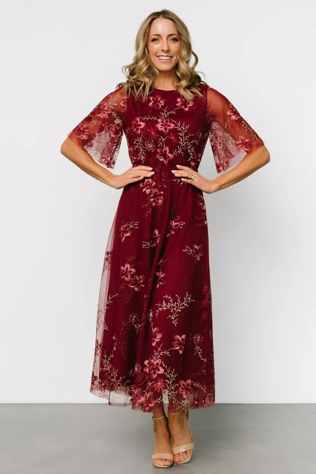Arabella Embroidered Tulle Maxi Dress Burgundy Floral Women Baltic Born Tulle Styles Arabella Embroidered Tulle Maxi Dress Burgundy Floral Women Baltic Born Tulle Styles