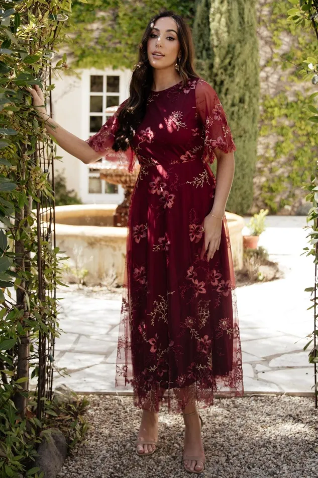 Arabella Embroidered Tulle Maxi Dress Burgundy Floral Women Baltic Born Tulle Styles Arabella Embroidered Tulle Maxi Dress Burgundy Floral Women Baltic Born Tulle Styles
