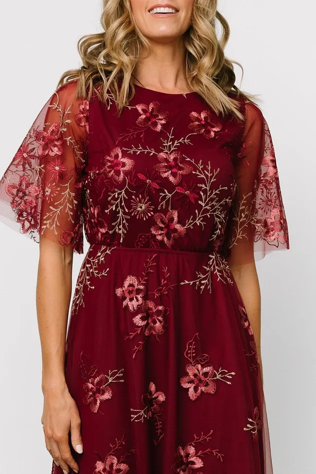 Arabella Embroidered Tulle Maxi Dress Burgundy Floral Women Baltic Born Tulle Styles Arabella Embroidered Tulle Maxi Dress Burgundy Floral Women Baltic Born Tulle Styles
