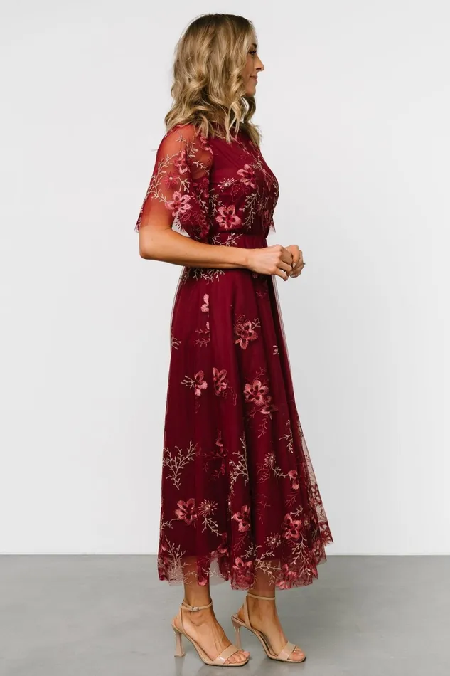 Arabella Embroidered Tulle Maxi Dress Burgundy Floral Women Baltic Born Tulle Styles Arabella Embroidered Tulle Maxi Dress Burgundy Floral Women Baltic Born Tulle Styles