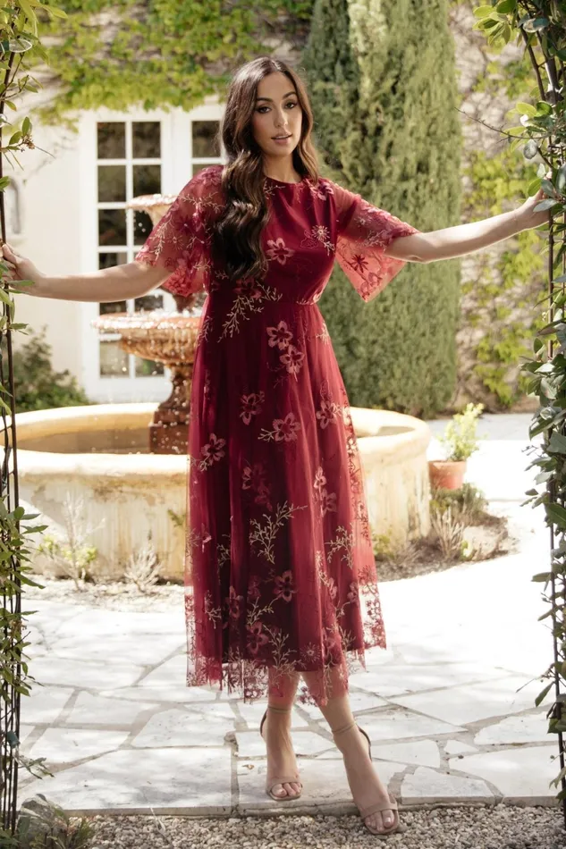 Arabella Embroidered Tulle Maxi Dress Burgundy Floral Women Baltic Born Tulle Styles Arabella Embroidered Tulle Maxi Dress Burgundy Floral Women Baltic Born Tulle Styles