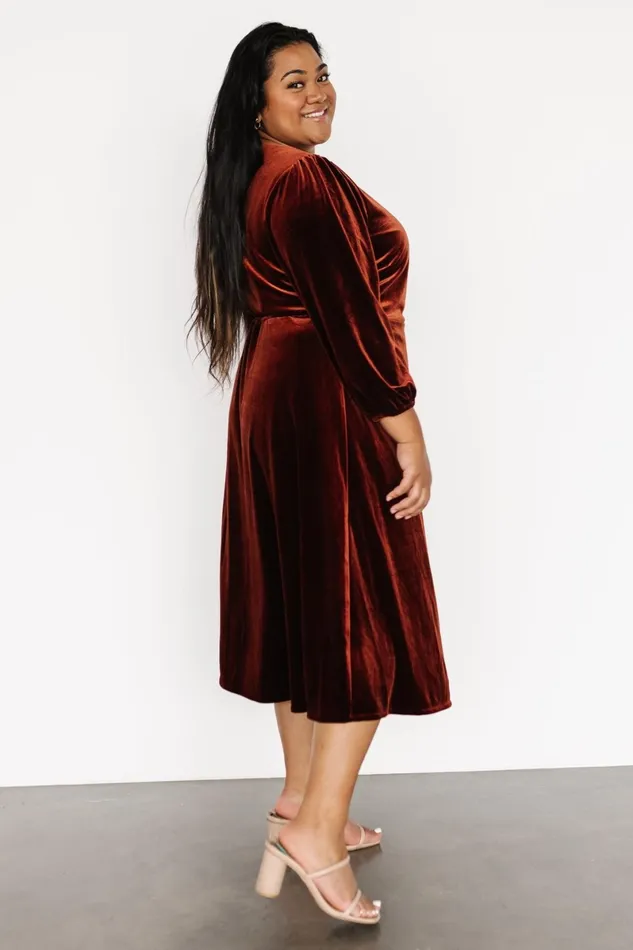 Beckinsale Velvet Wrap Dress Cinnamon Women Baltic Born Midi Dresses