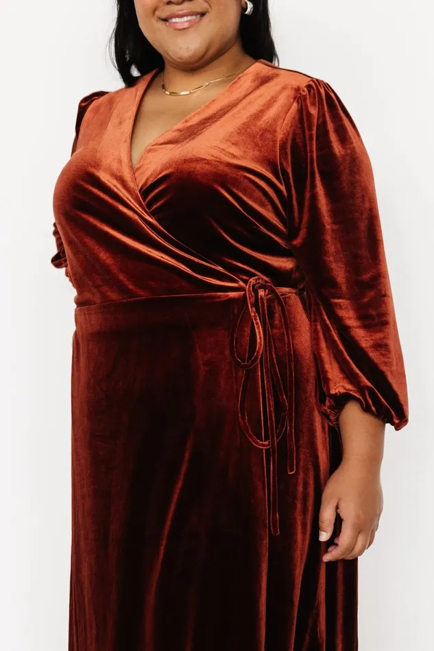 Beckinsale Velvet Wrap Dress Cinnamon Women Baltic Born Midi Dresses