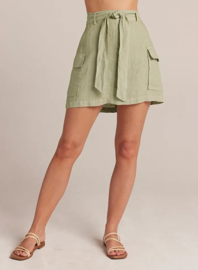 Bella Dahl Linen Cargo Mini Skirt 8211 Pale Palm Women Skirts