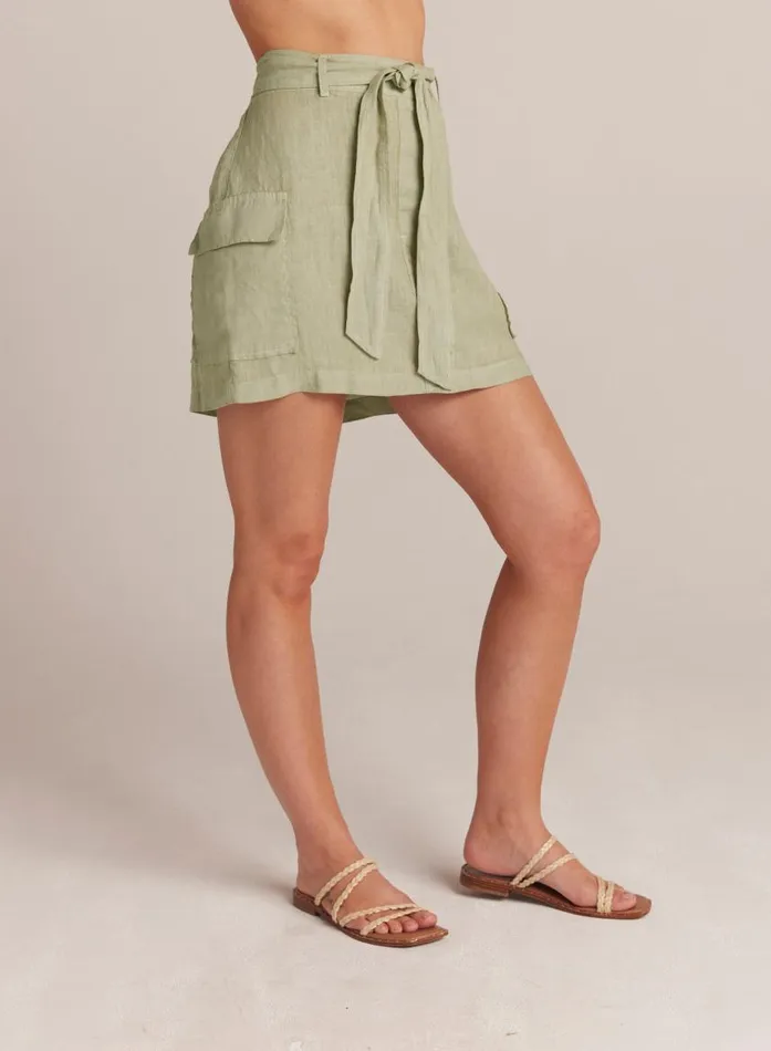 Bella Dahl Linen Cargo Mini Skirt 8211 Pale Palm Women Skirts