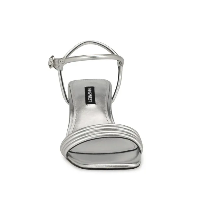 Bernise Block Heel Sandals Silver Women Nine West Dress Bernise Block Heel Sandals Silver Women Nine West Dress