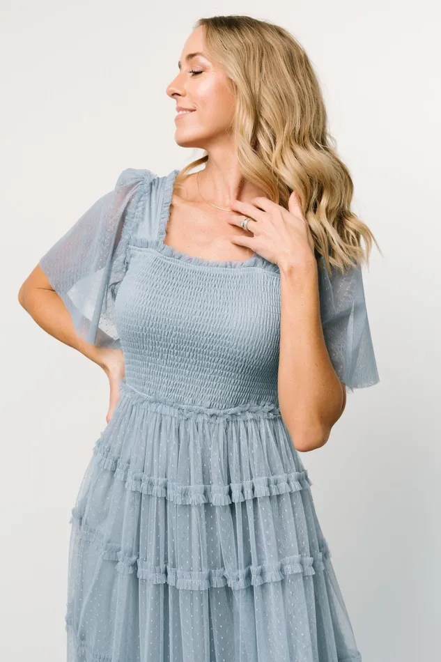 Bexley Tulle Dress Dusty Blue Women Baltic Born Midi Dresses