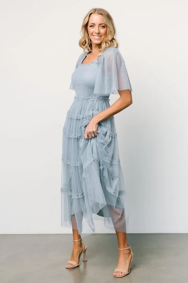 Bexley Tulle Dress Dusty Blue Women Baltic Born Midi Dresses
