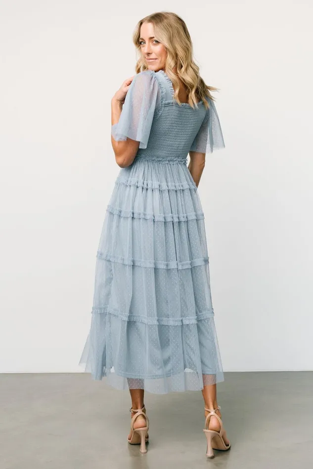 Bexley Tulle Dress Dusty Blue Women Baltic Born Midi Dresses