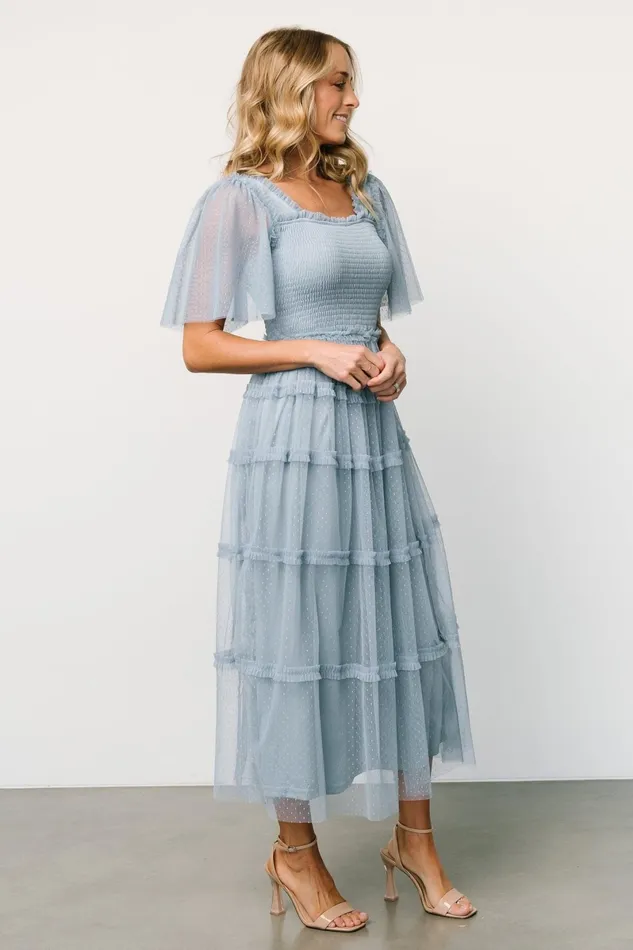 Bexley Tulle Dress Dusty Blue Women Baltic Born Midi Dresses