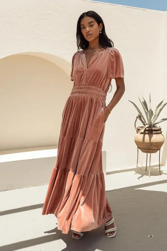Bohme Dresses Marlowe Velvet Dress In Blush Blush 8211 Women