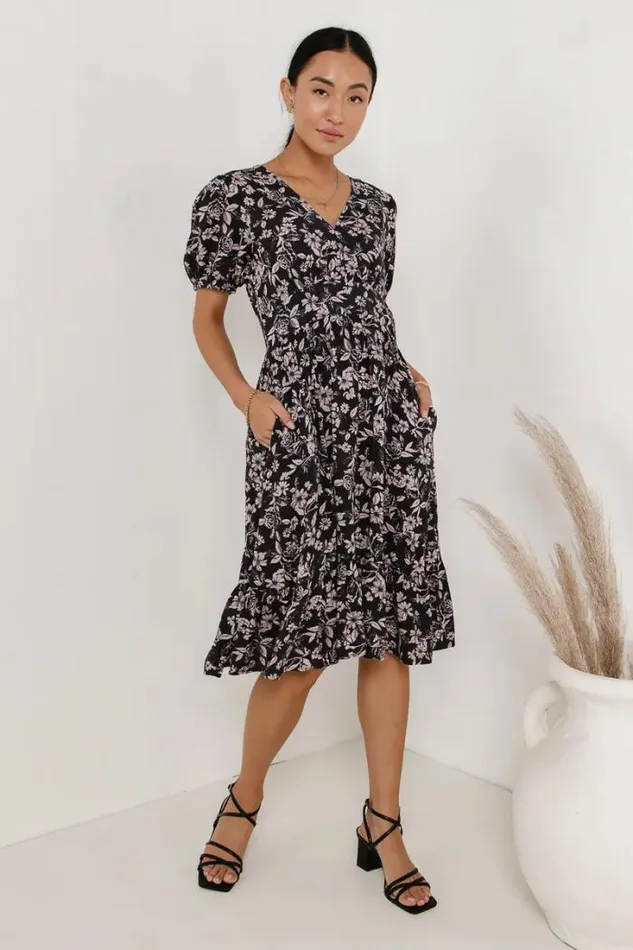 Bohme Dresses Oriana Floral Dress Charcoal 8211 Women Bohme Dresses Oriana Floral Dress Charcoal 8211 Women