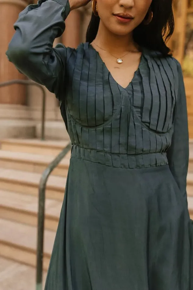 Bohme Dresses Pleated Underwire Midi Dress 8211 FINAL SALE Teal 8211 Women Bohme Dresses Pleated Underwire Midi Dress 8211 FINAL SALE Teal 8211 Women