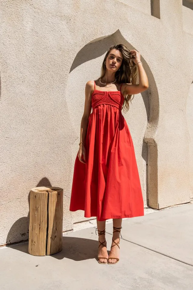 Bohme Dresses Sabine Midi Dress In Red Red 8211 Women Bohme Dresses Sabine Midi Dress In Red Red 8211 Women