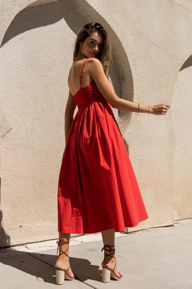 Bohme Dresses Sabine Midi Dress In Red Red 8211 Women Bohme Dresses Sabine Midi Dress In Red Red 8211 Women
