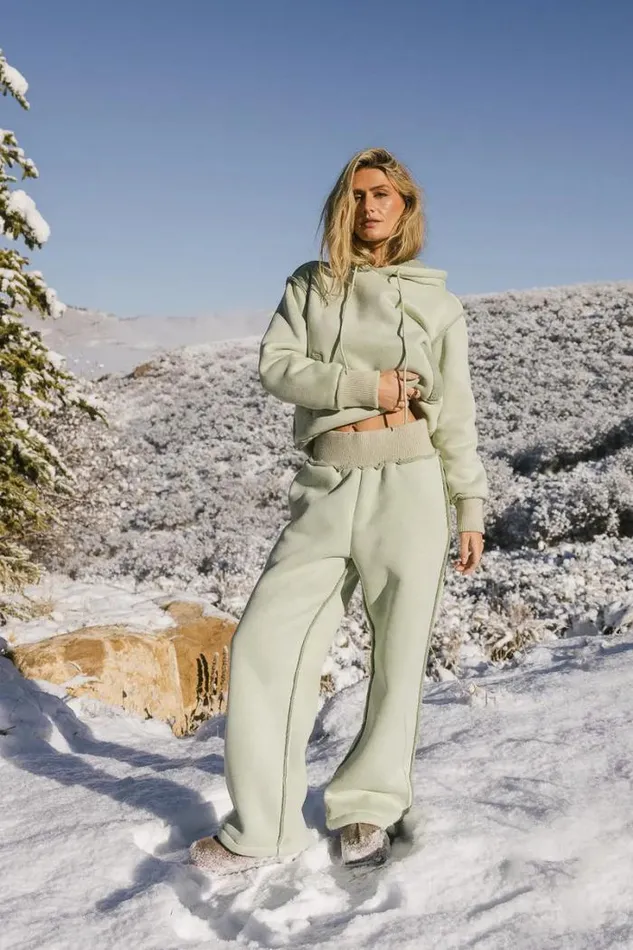 Bohme Loungewear Mattie Faux Shearling Pants In Sage Sage 8211 Women