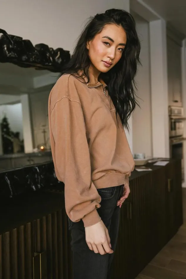 Bohme Sweaters Lorena Quarter Zip In Tan 8211 FINAL SALE Tan 8211 Women Bohme Sweaters Lorena Quarter Zip In Tan 8211 FINAL SALE Tan 8211 Women