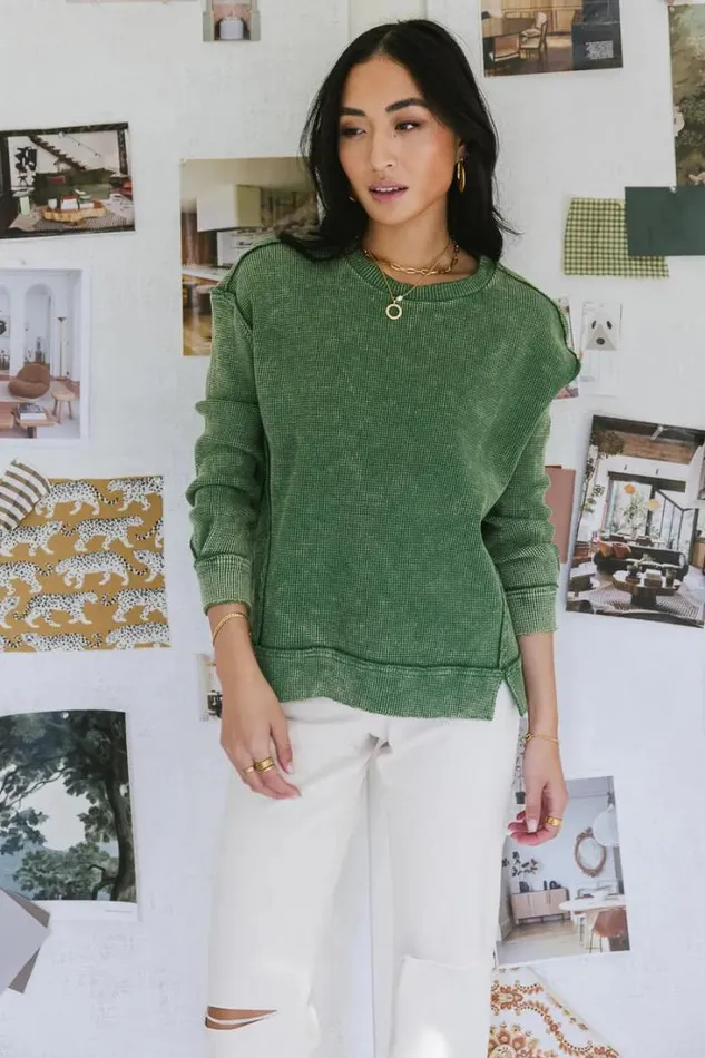Bohme Tops Konnor Waffle Knit Top Green 8211 Women Bohme Tops Konnor Waffle Knit Top Green 8211 Women
