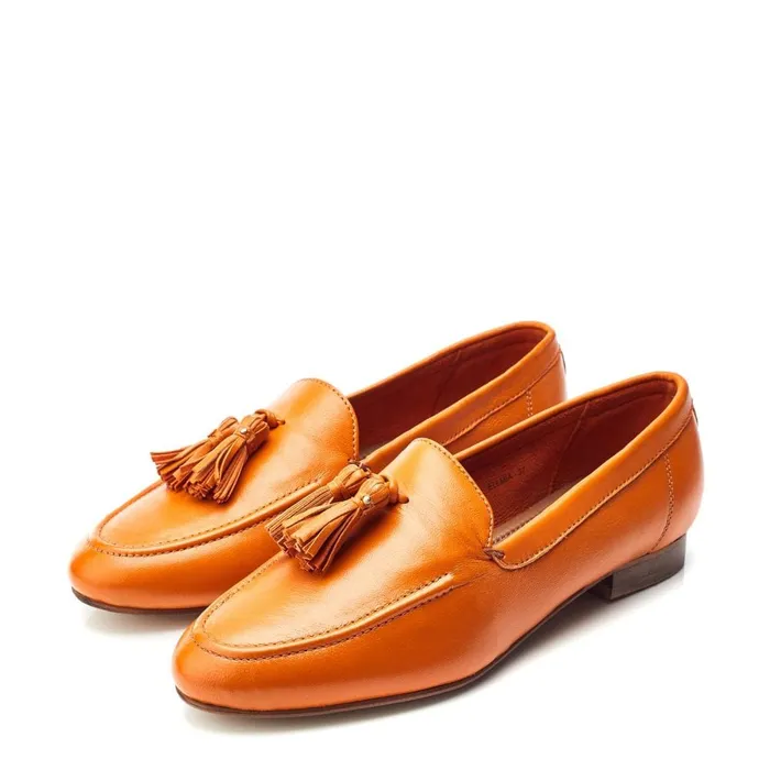 Brogues And Loafers Women Moda In Pelle Ellmia Orange Leather