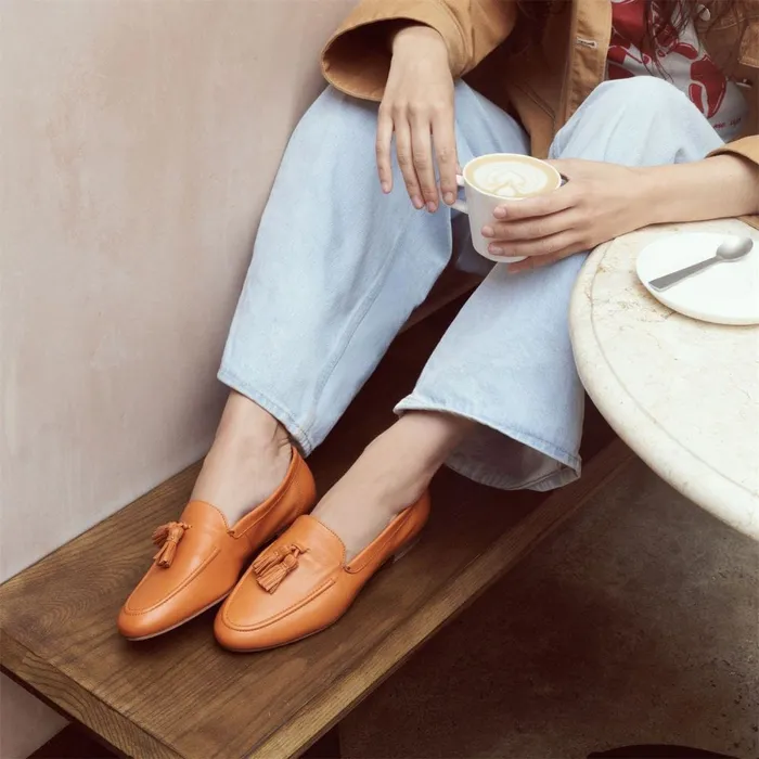 Brogues And Loafers Women Moda In Pelle Ellmia Orange Leather