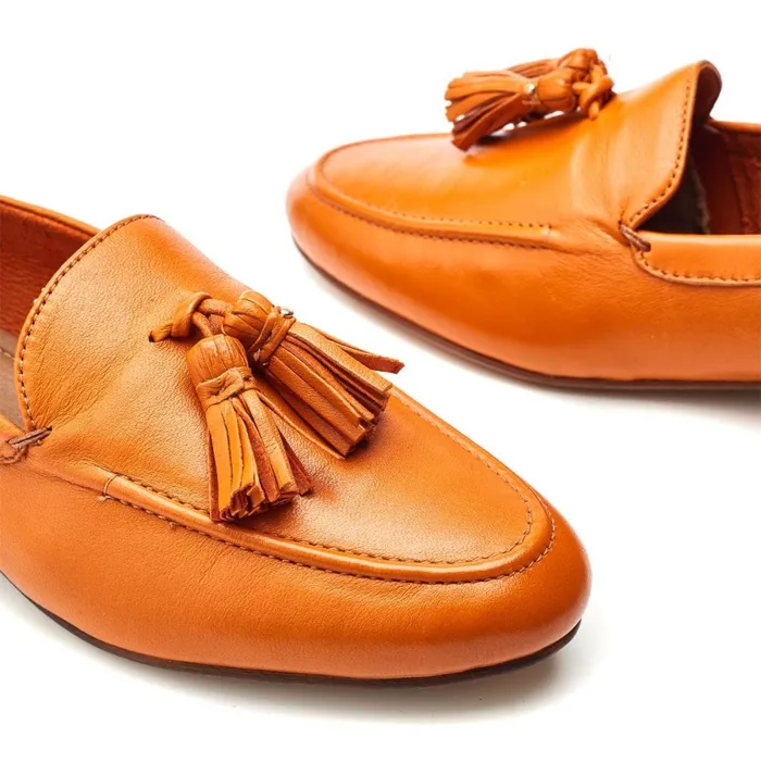Brogues And Loafers Women Moda In Pelle Ellmia Orange Leather