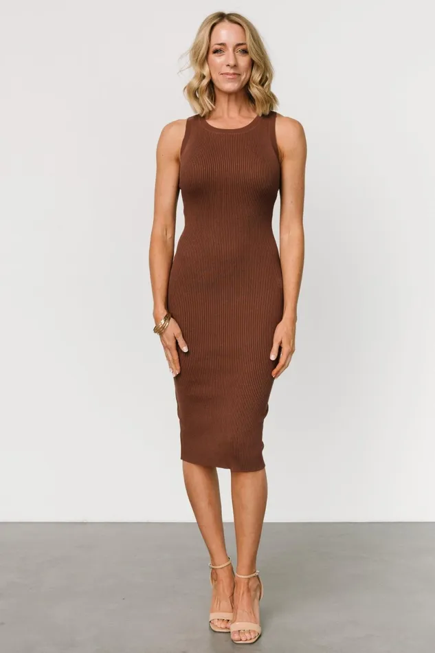 Caitlyn Ribbed Tank Dress Brown Women Baltic Born Midi Dresses Caitlyn Ribbed Tank Dress Brown Women Baltic Born Midi Dresses