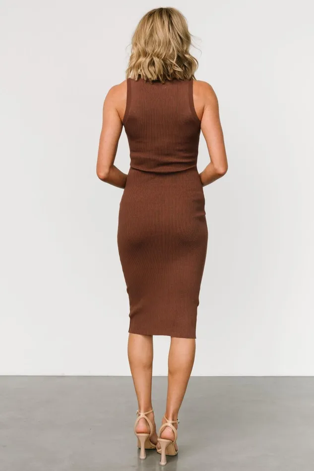 Caitlyn Ribbed Tank Dress Brown Women Baltic Born Midi Dresses Caitlyn Ribbed Tank Dress Brown Women Baltic Born Midi Dresses