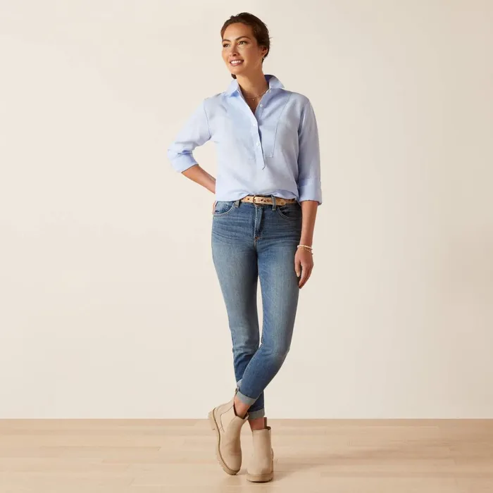 Cazadero Blouse Chambray Blue Women Ariat TShirts and Tops