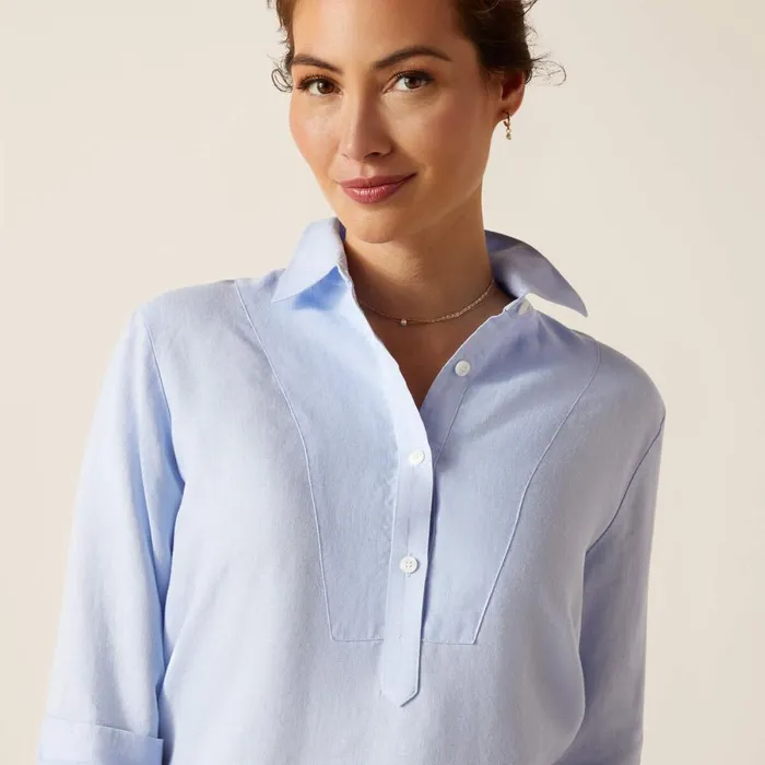 Cazadero Blouse Chambray Blue Women Ariat TShirts and Tops