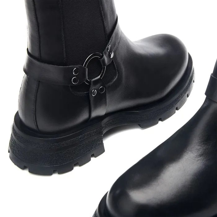 Chunky Boots Women Moda In Pelle Bsoleful BRingo Black Leather