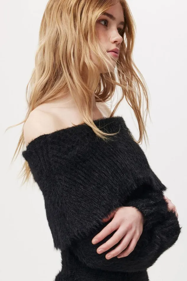 Cotton On Dresses Faux Off Shoulder Sweater Dress Black 8211 Women