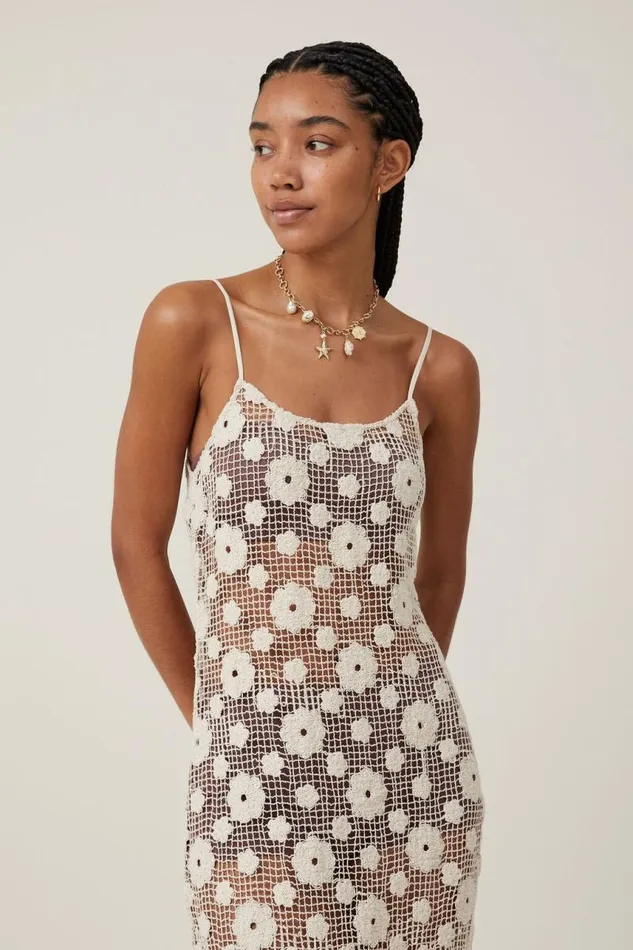 Cotton On Dresses Flower Crochet Maxi Dress Ecru 8211 Women