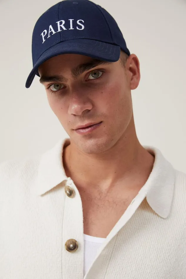 Cotton On Hats and Beanies 6 Panel Baseball Cap Navyparis 8211 Men Cotton On Hats and Beanies 6 Panel Baseball Cap Navyparis 8211 Men