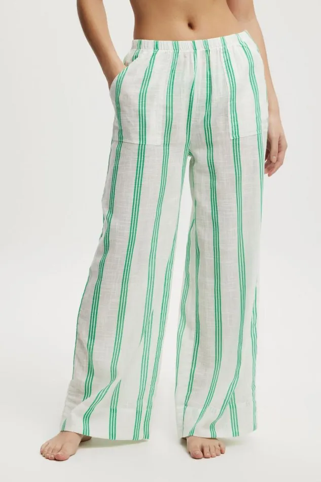 Cotton On Pants Relaxed Pocket Beach Pant Palm Leaf Stripe 8211 Women