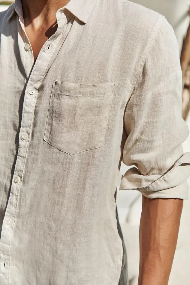 Cotton On Shirts and Polos Linen Long Sleeve Shirt Oatmeal 8211 Men Cotton On Shirts and Polos Linen Long Sleeve Shirt Oatmeal 8211 Men