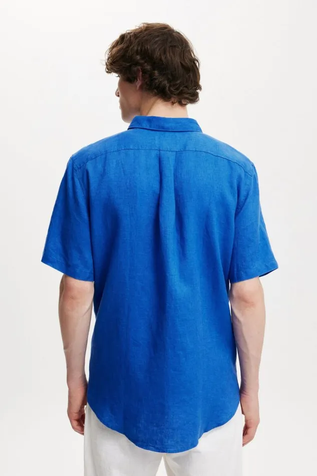 Cotton On Shirts and Polos Linen Short Sleeve Shirt Cobalt 8211 Men Cotton On Shirts and Polos Linen Short Sleeve Shirt Cobalt 8211 Men