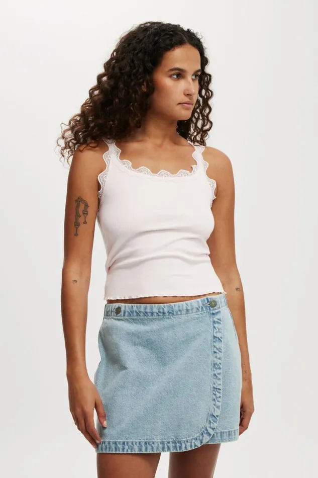 Cotton On Skirts Wrapped Denim Mini Skirt Cloud Blue 8211 Women