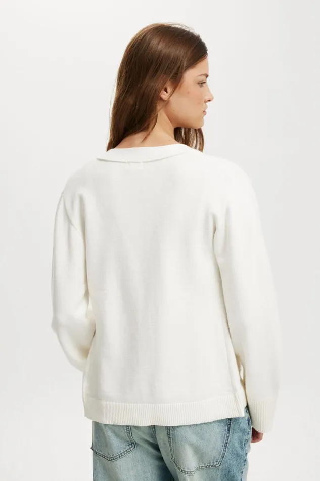 Cotton On SweatersandCardigans Lux V Neck Pocket Cardigan White 8211 Women