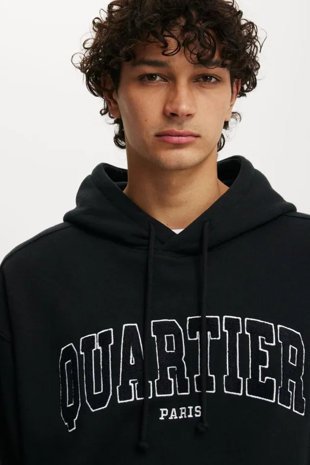 Cotton On Sweats and Hoodies Box Fit Graphic Hoodie Black Quartier Collegiate 8211 Men Cotton On Sweats and Hoodies Box Fit Graphic Hoodie Black Quartier Collegiate 8211 Men